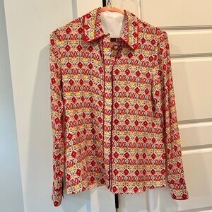 Alice + Olivia Silk Collared Button Down Blouse XS